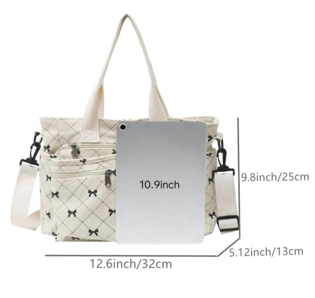 Cream Print Tote Bag