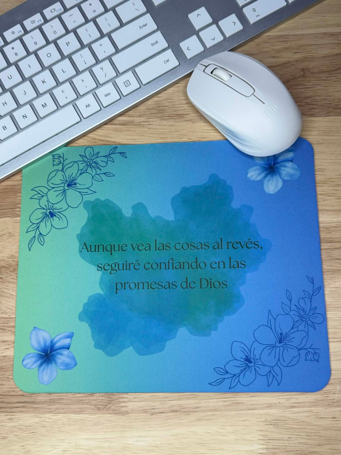 Spanish Blue Floral Mousepad