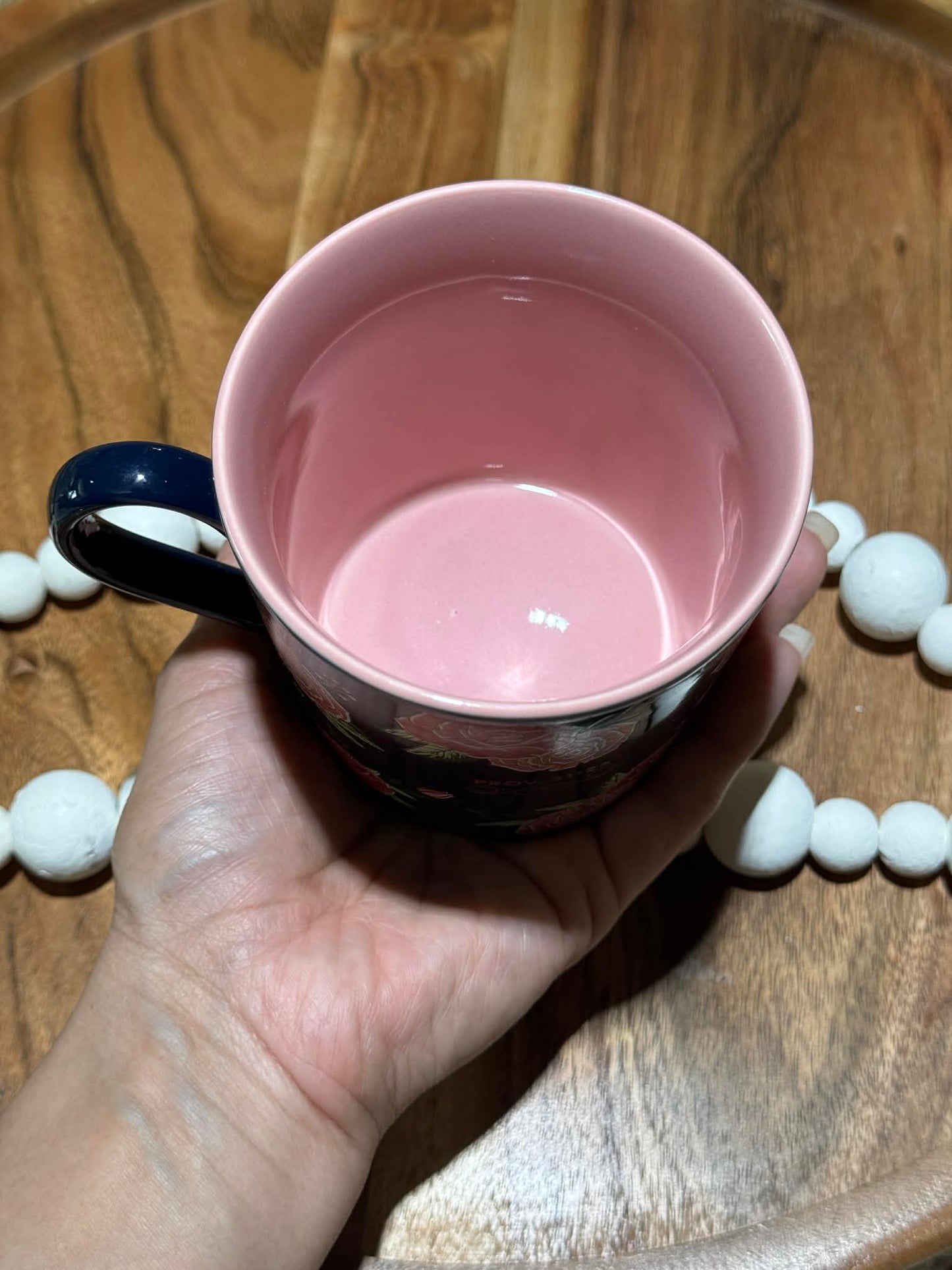 Strength and Dignity Pink Roses Ceramic Coffee Mug - Proverbs 31:25