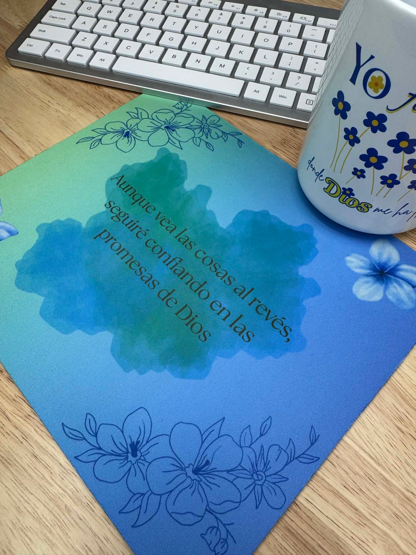 Spanish Blue Floral Mousepad