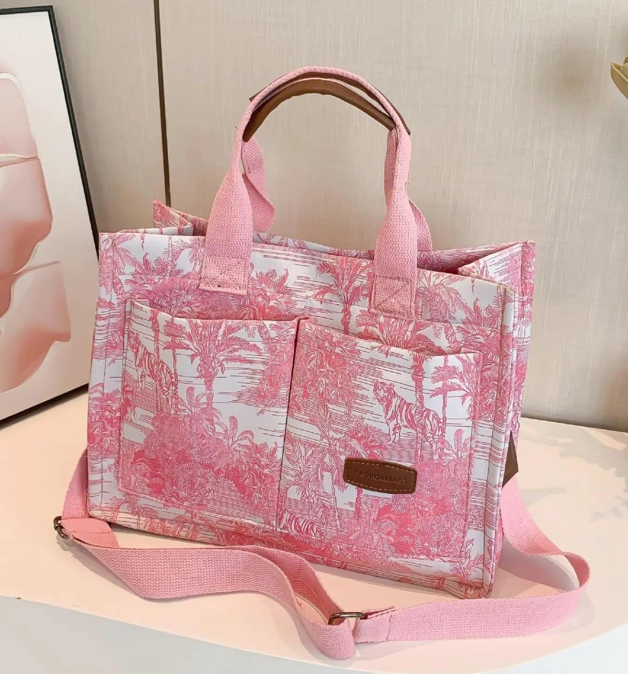 Pink Leopard Tote Bag