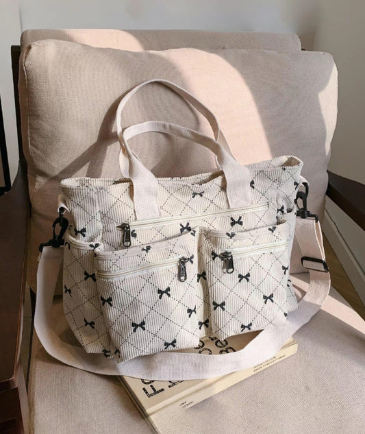 Cream Print Tote Bag
