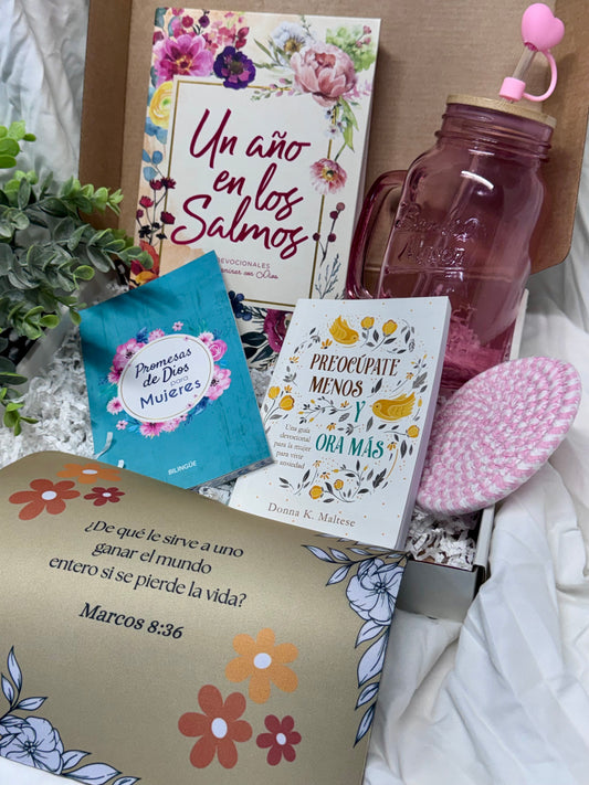 Caja de Bendición Cristiana | Regalo Cristiano para Mujer | 3 Devocionales Cristianos | Un Año en los Salmos