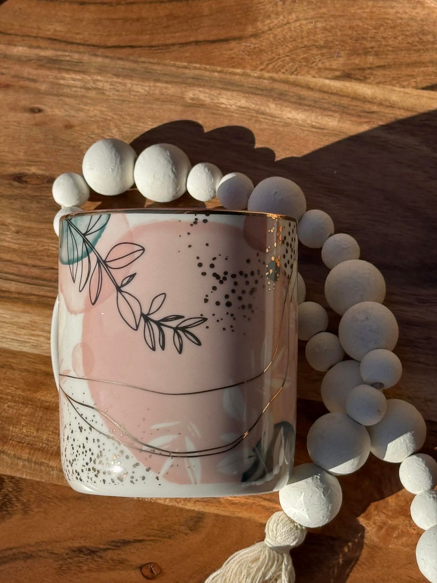 Mug Pink/White Abstract/Leaves Plans Jer. 29:11