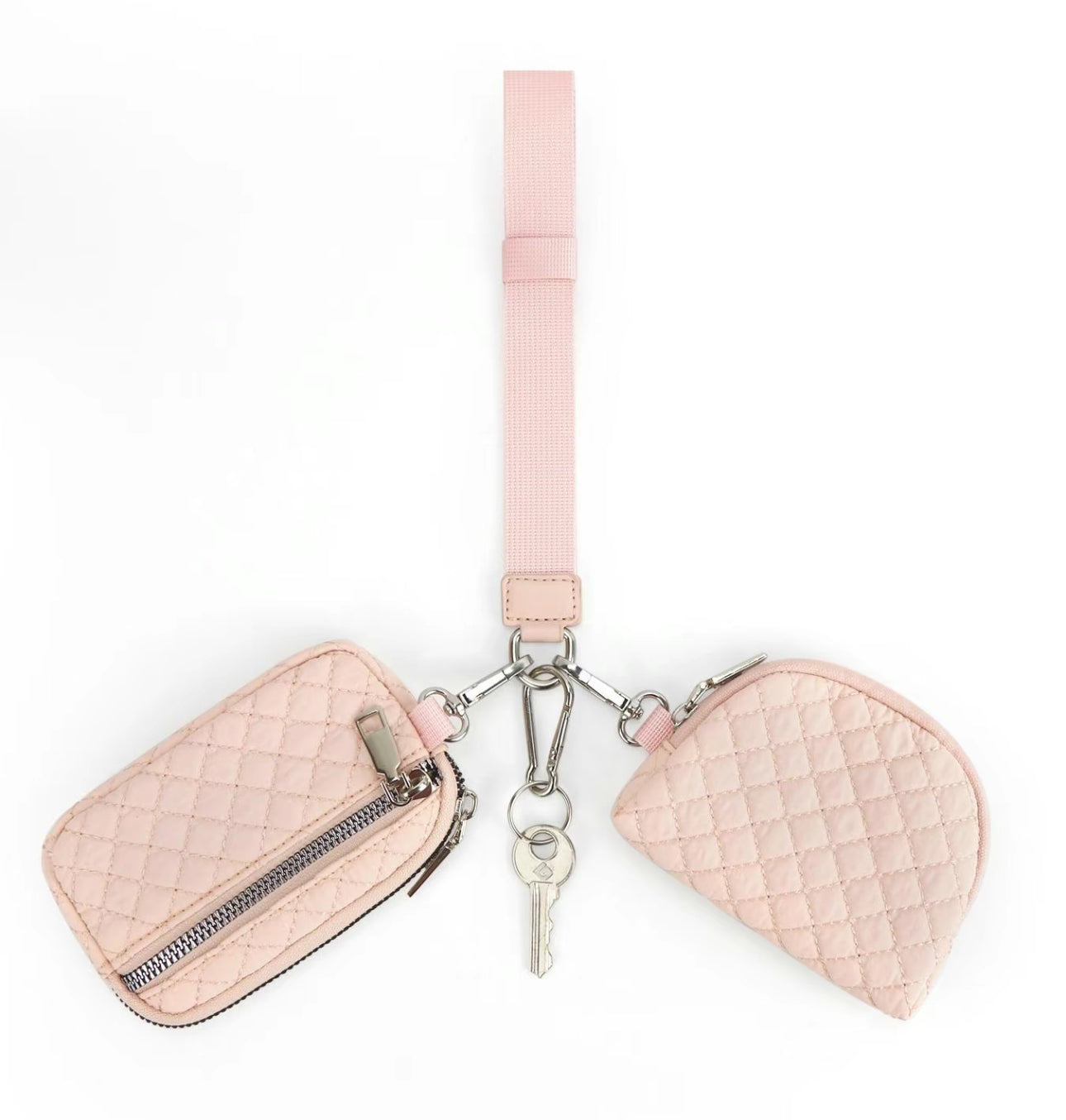 Pink, zipper wallet with detachable keychain