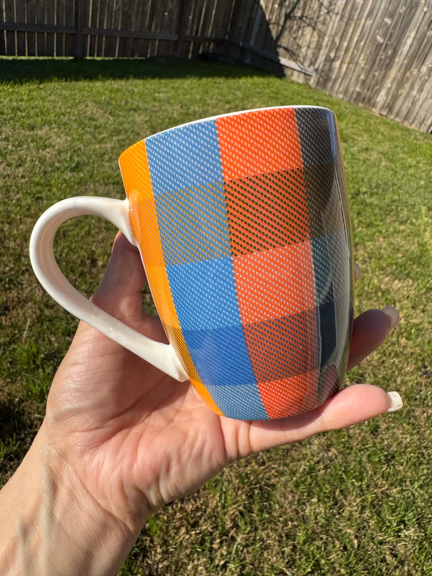 taste and see, checked 10 oz mug Psalm 34:8